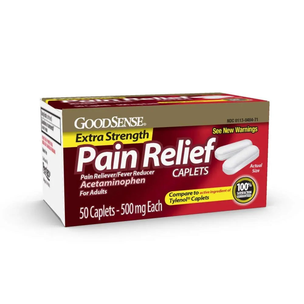 GoodSense Extra Strength 500mg Acetaminophen Caplets 50 Count & Nexcare Flexible Clear 1 Inch x 10 Yard Waterproof Transparent Tape 1 Roll GoodSense