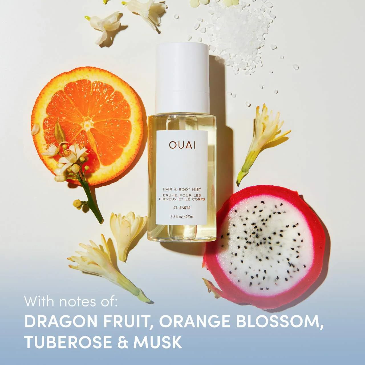 OUAI St. Barts Hair and Body Mist - Tropical-Scented Hair Perfume and Body Spray - Notes of Dragonfruit, Orange Blossom, Tuberose & Musk (3.3 Fl Oz) OUAI