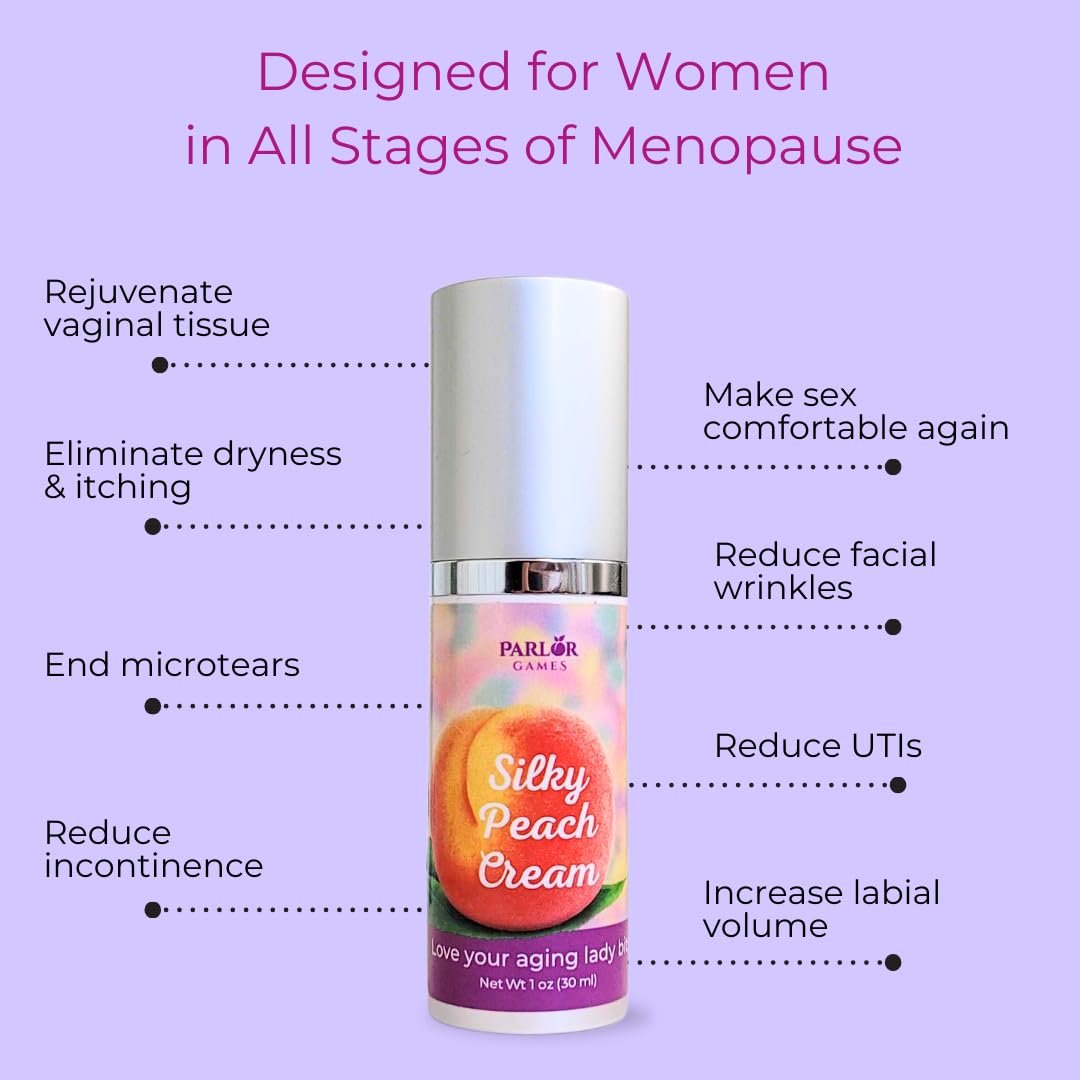 Silky Peach Cream by Parlor Games – Bioidentical Estriol Cream for Women – Menopause Relief for Vaginal Dryness & Vulva Itch – 30ml Bottle (2 Month Supply) Parlor Games