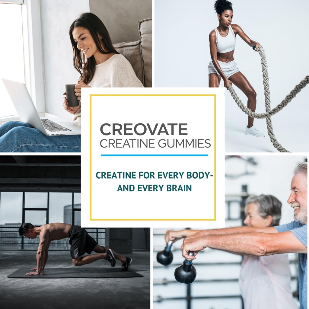 Consult Health CREOVATE CREATINE MONOHYDRATE Gummies 5g Dose for Men & Women to Support Muscle, Strength, Recovery, Cognitive Health & Memory, Zero Sugar, Gluten Free, Natural Lemon, 90 Count Consult Health