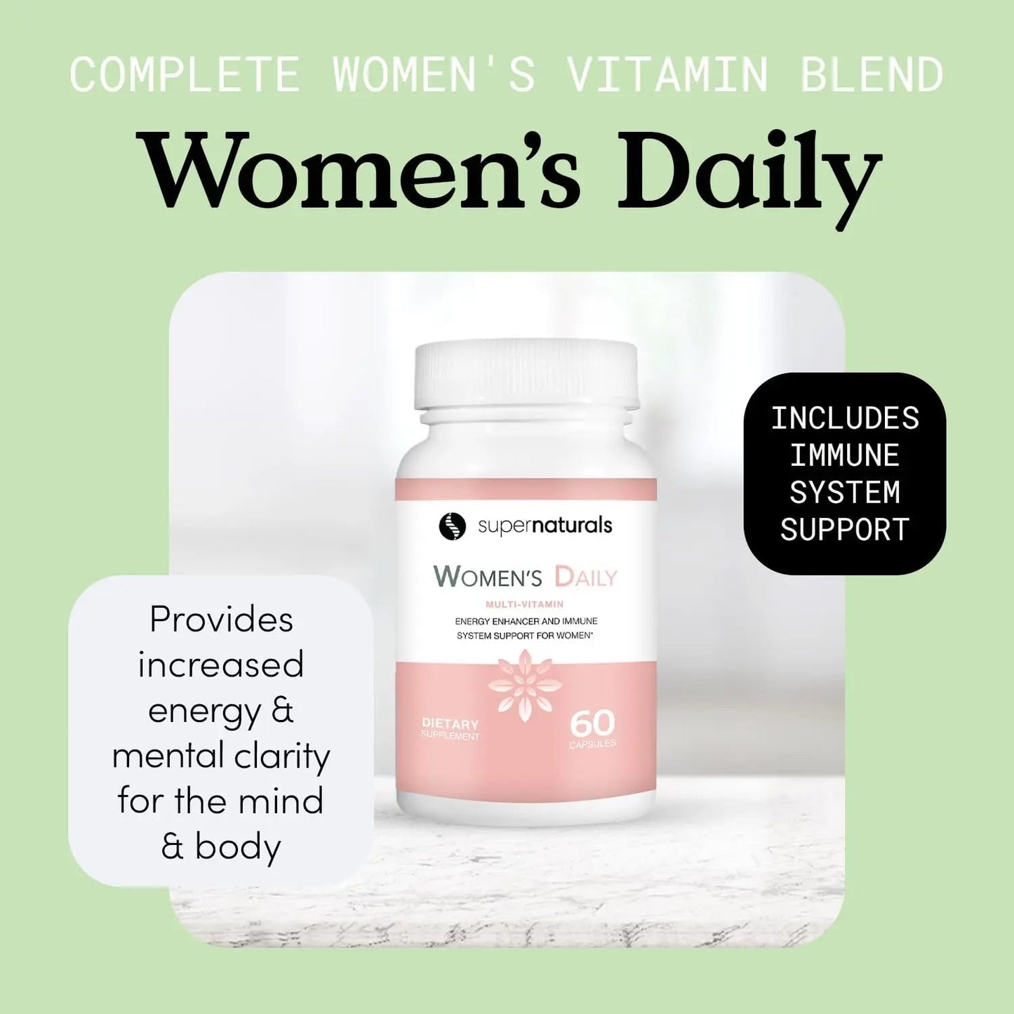 Super Naturals Health, Multivitamin for Women, Immune Defense Supplement Multivitamin Capsules, Vegan Supplements for Women - 60 Capsules JLM NUTRITIONALS