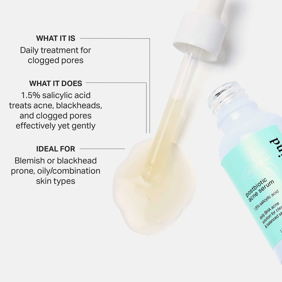 Cocokind Postbiotic Acne Serum, Salicylic Acid Serum and BHA Liquid Exfoliant - Exfoliating, Brightening and Hydrating Serum Cocokind