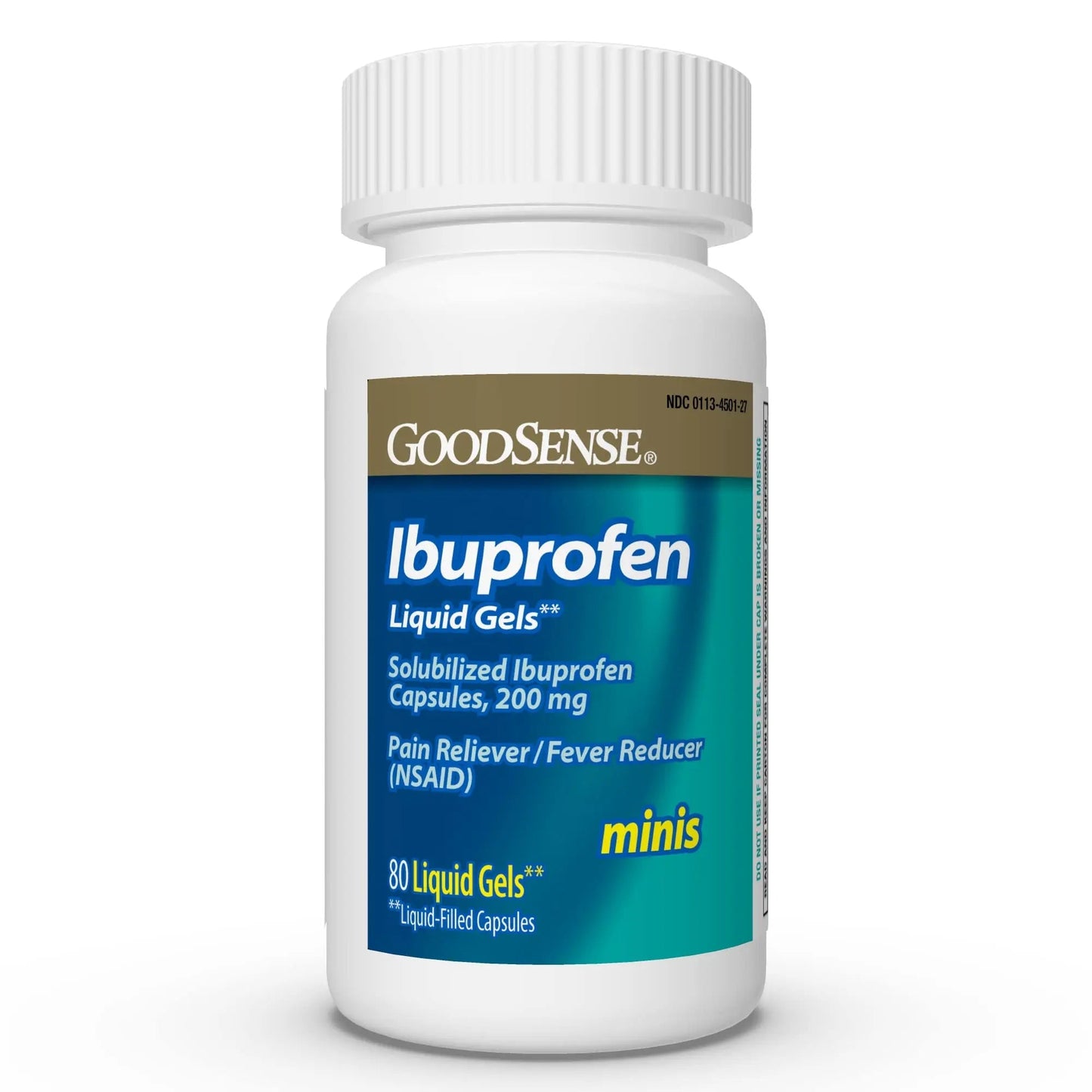 GoodSense Ibuprofen Mini Liquid-Gels, 200 mg, Liquid-Filled Capsules, Pain Reliever and Fever Reducer, 80 Count GoodSense