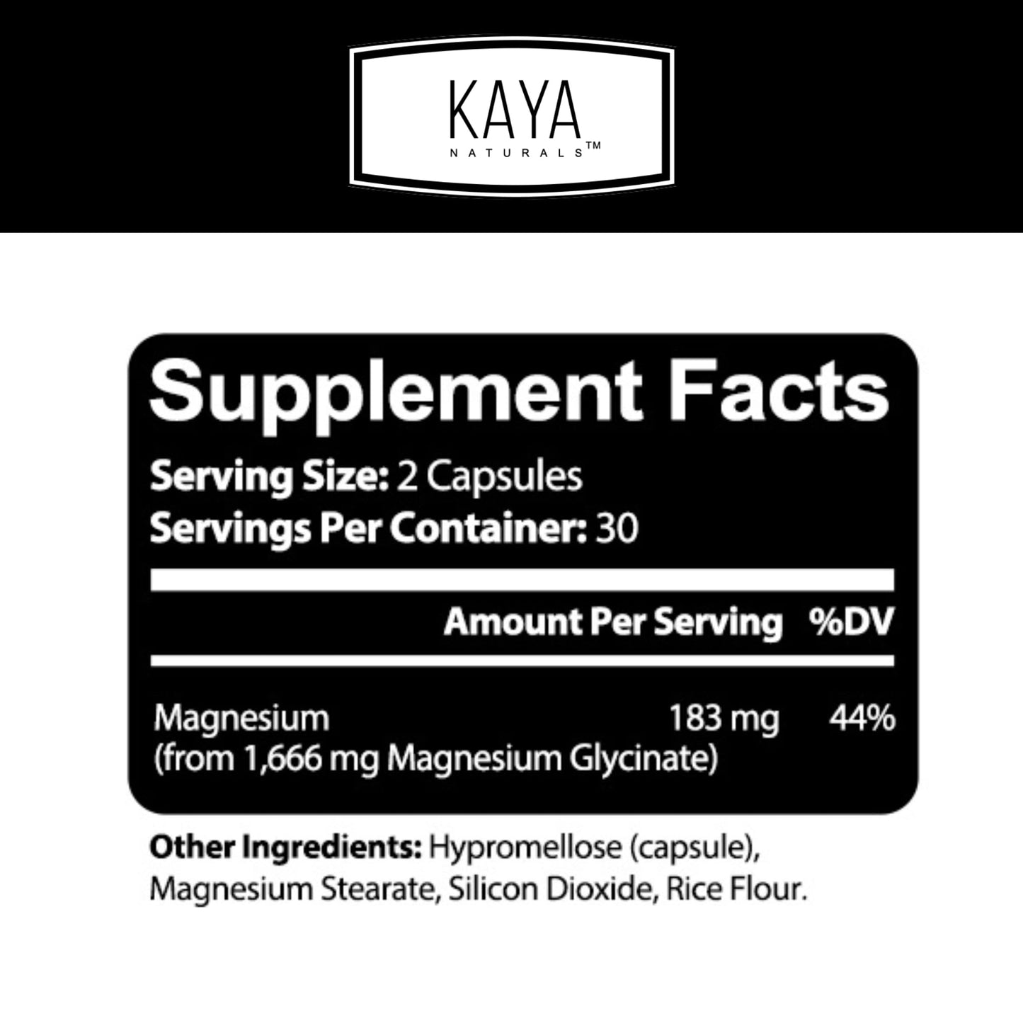 Kaya Naturals Cramp-A-Way Magnesium Glycinate 183mg (60 Count (Pack of 1) Kaya Naturals