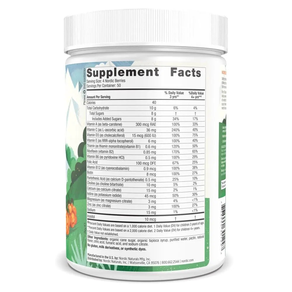 Nordic Naturals Nordic Berries, Citrus - 200 Gummy Berries - Great-Tasting Multivitamin for Ages 2+ - Growth, Development Nordic Naturals