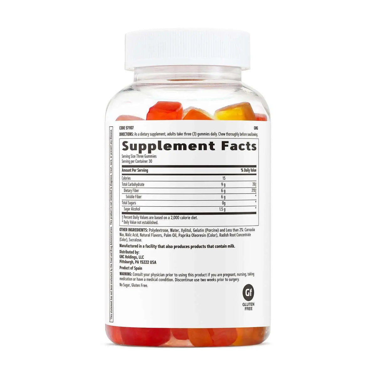 GNC Fiber 6g Gummy | Supports Healthy Digestion & Regularity | Mixed Fruit | 90 Count GNC