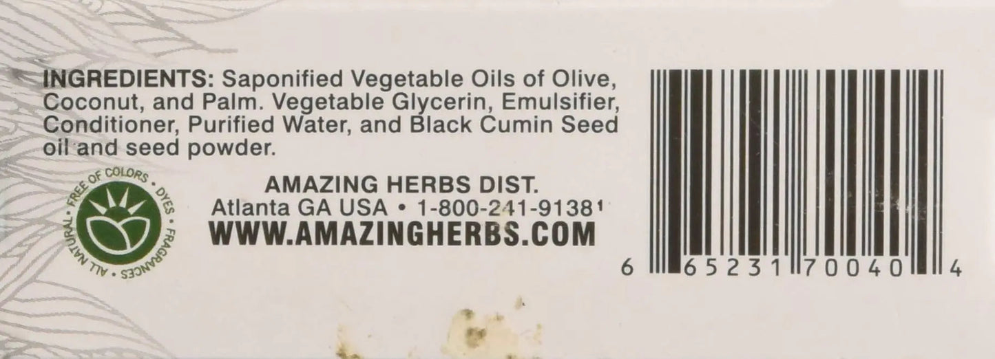 Amazing Herbs Black Seed Vegetable Glycerin Soap, 4.25 Ounce Amazing Herbs
