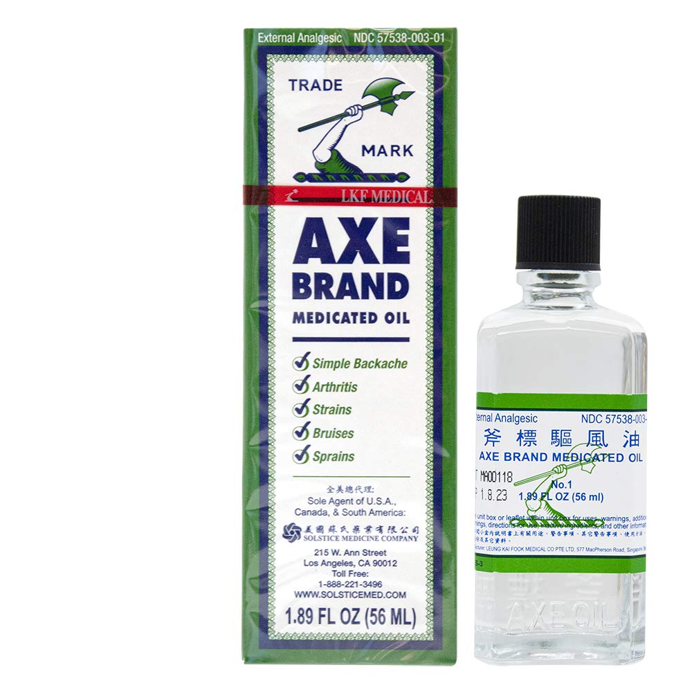 Axe Brand Medicated Oil (Muscle, Joint, and Backache Pain Relief) (1.89 fl oz) (6 Bottles) (Solstice) AXE