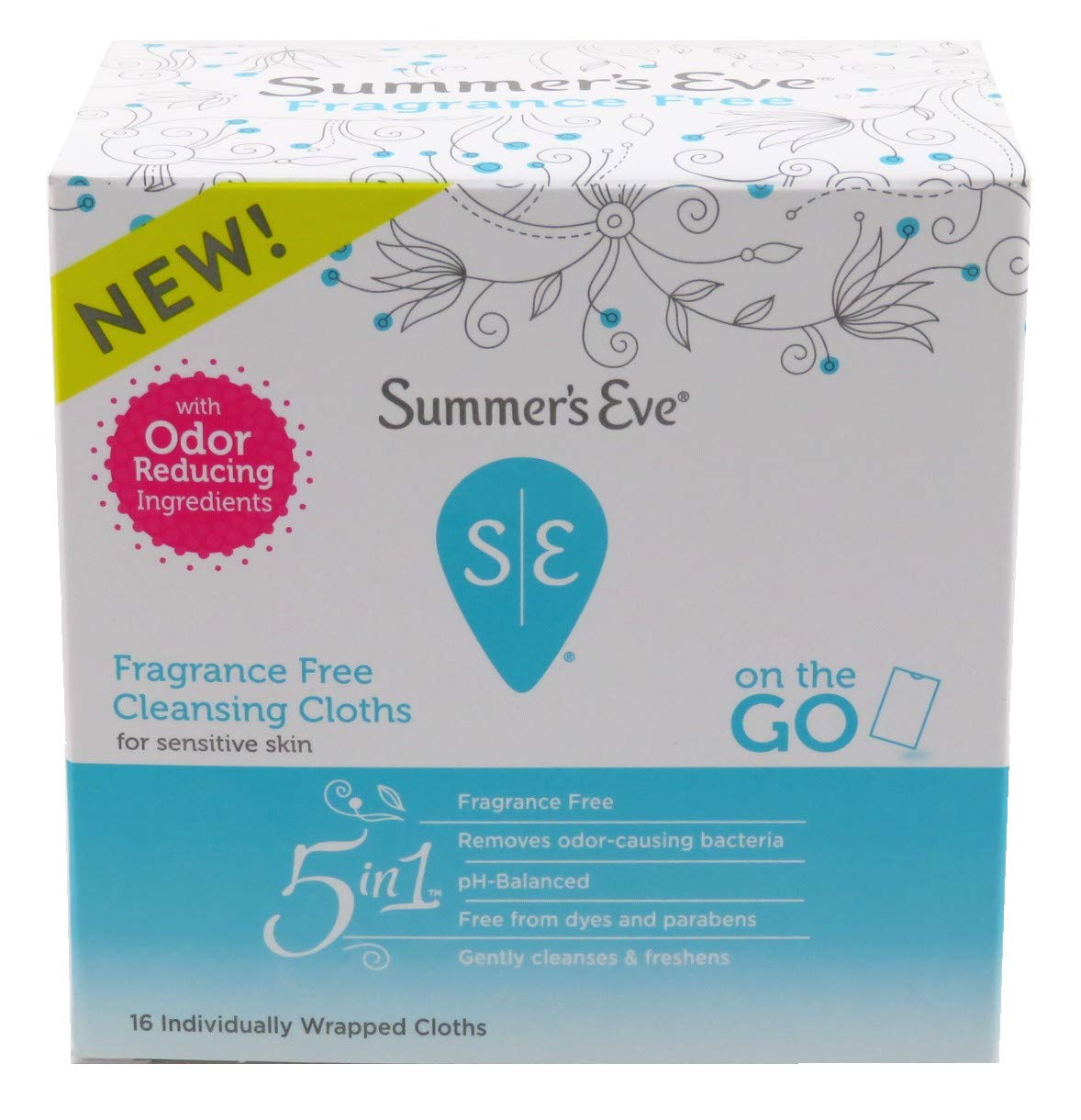 Summer’s Eve Fragrance Free Gentle Daily Feminine Wipes, Removes Odor, pH balanced, 16 Count, (Pack of 3) Summer's Eve