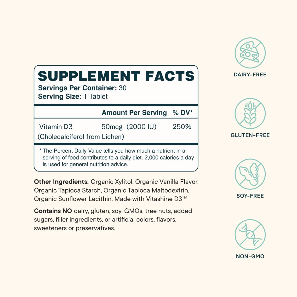 Ora Organic Vitamin D3 2000IU - Vegan Vitamin D Chewables from Lichen for Bone Health, Immune Support, & Mood | Maximum Absorption - 1 Month Supply, 30 Vegan Chewable Vanilla Tablets Ora Organic