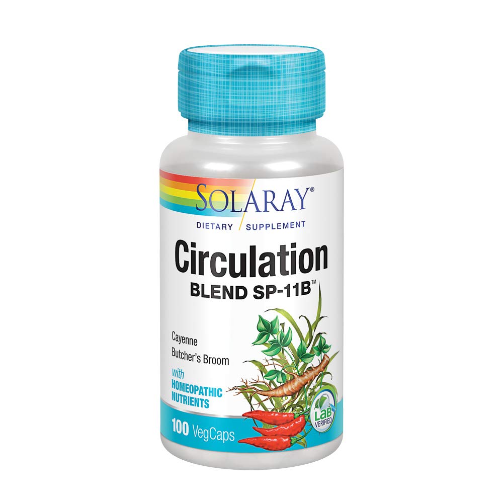SOLARAY Circulation Blend SP-11B | Herbs & Cell Salt for Healthy Circulatory System Support | 50 Servings | 100 VegCaps SOLARAY