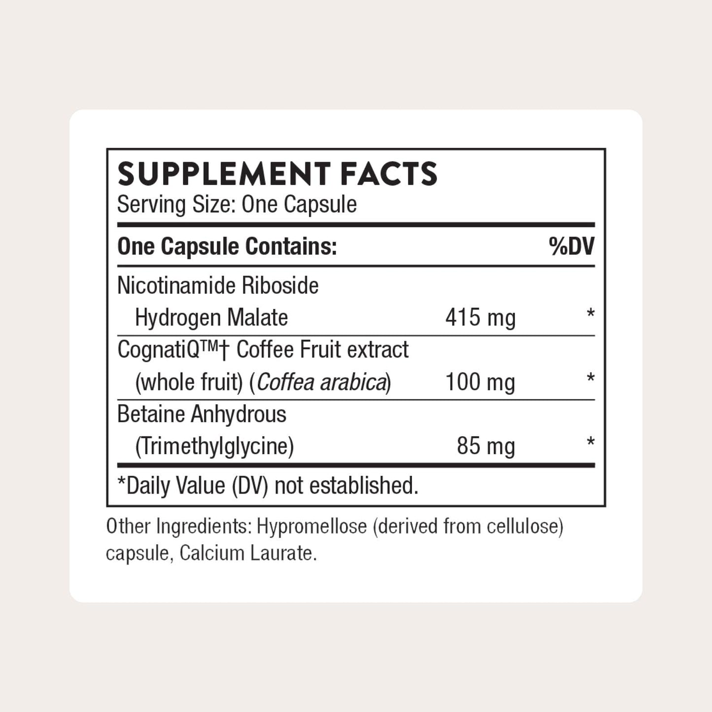 THORNE - Brain Factors - Brain Health Supplement with Nicotinamide Riboside, Coffee Fruit Extract & Betaine Anhydrous - Supports Learning, Memory & Cognition* - 30 Servings THORNE