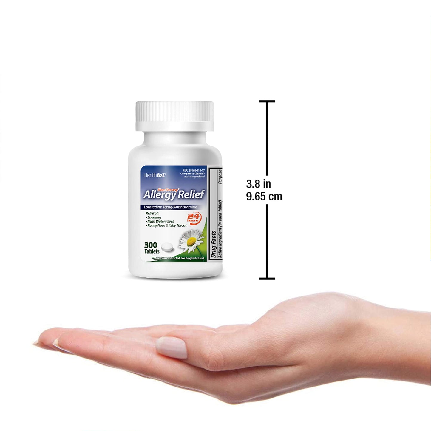 HealthA2Z® Allergy Relief, Loratadine 10mg, 24-Hour Antihistamine, Dye Free, Indoor & Outdoor Allergy Relief, 300 Tablets HealthA2Z