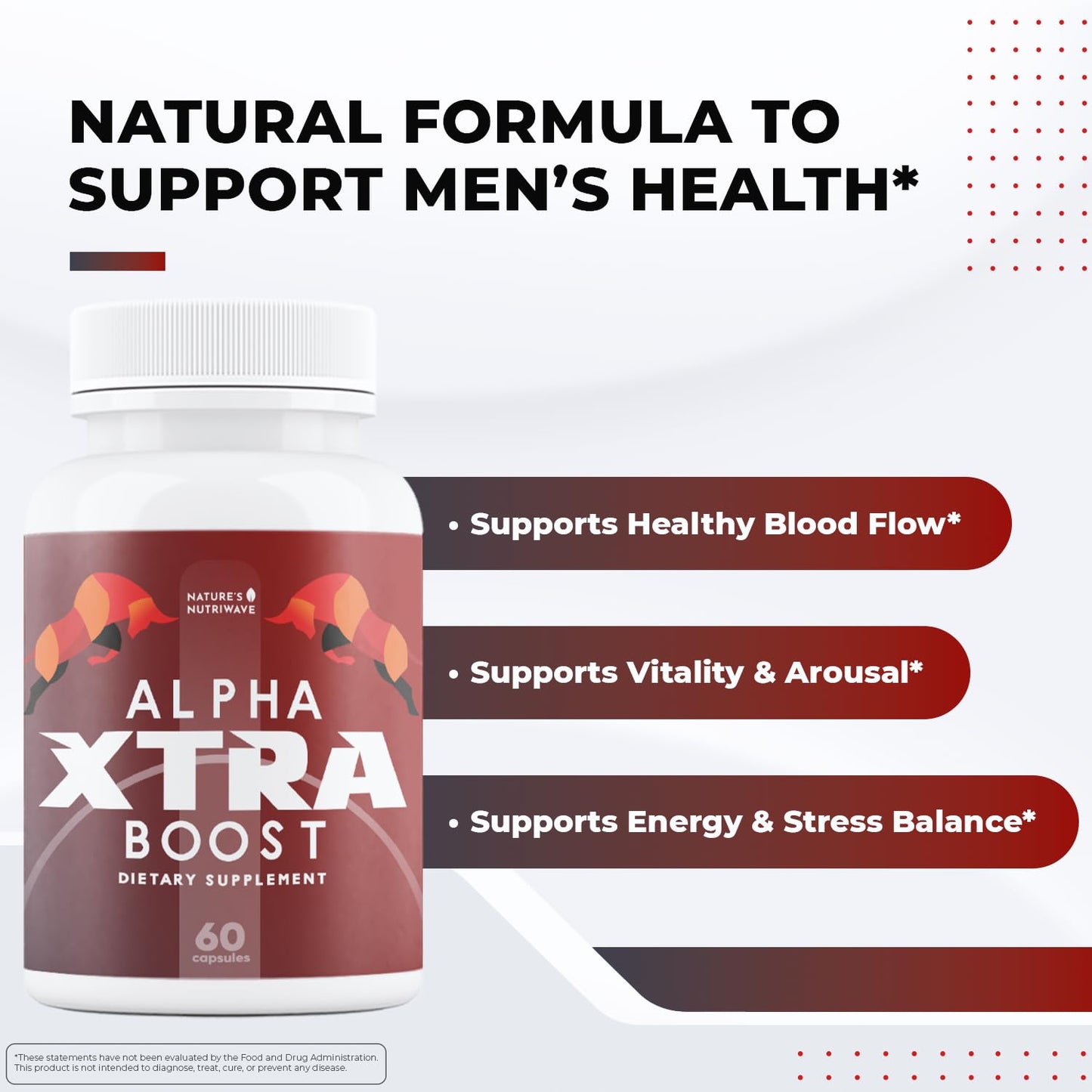 Nature’s NutriWave Alpha XtraBoost Capsules – Natural Men’s Supplement with Saw Palmetto, Fenugreek, L-Tyrosine & Herbal Blend, Made in USA – 60 Caps, 1 Month Supply Nature’s NutriWave