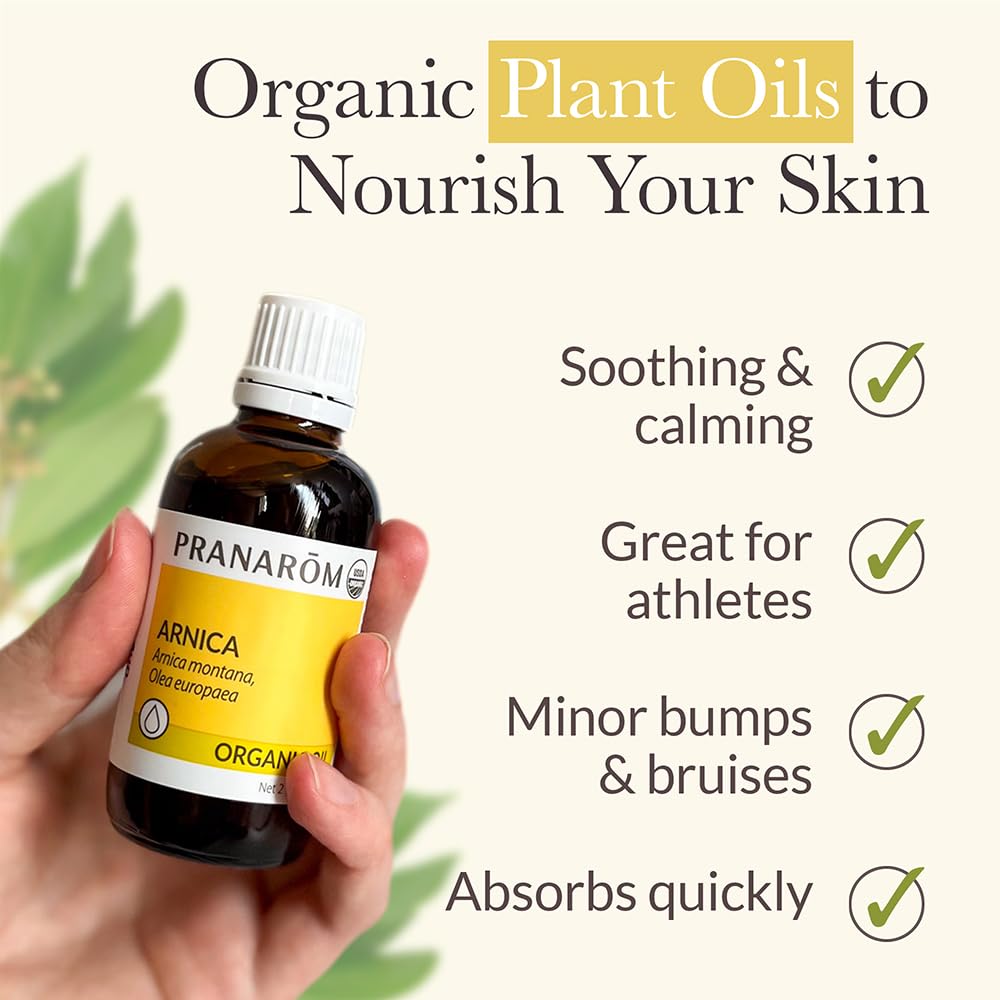 Pranarom - USDA Certified Organic French Arnica Virgin Plant Oil - 2 fl oz Glass Bottle - Massage Oil for Body Pranarom