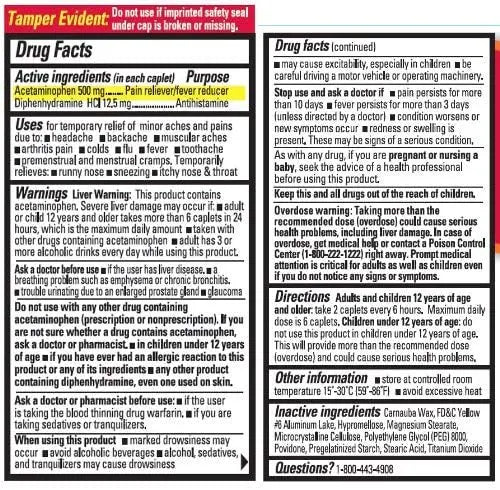 Percogesic Aspirin Free Pain Relief Tablets, Extra Strength, Acetaminophen and Diphenhydramine, 40 ct (Pack of 1) Percogesic