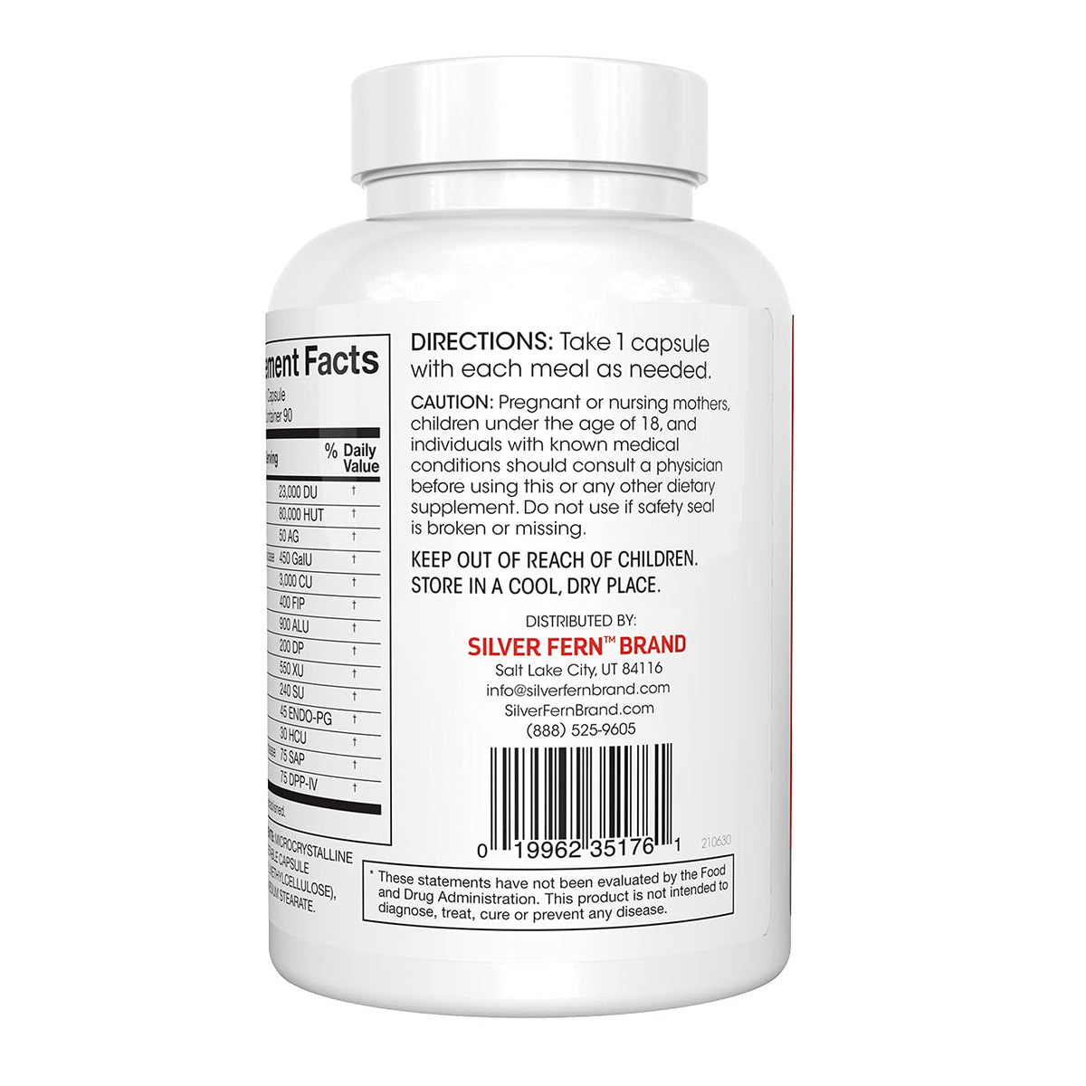 Silver Fern Brand Ultimate High Potency Digestive Enzyme Supplement - 2 Bottles - 100% Intestinal Coverage - Digestive Comfort Silver Fern