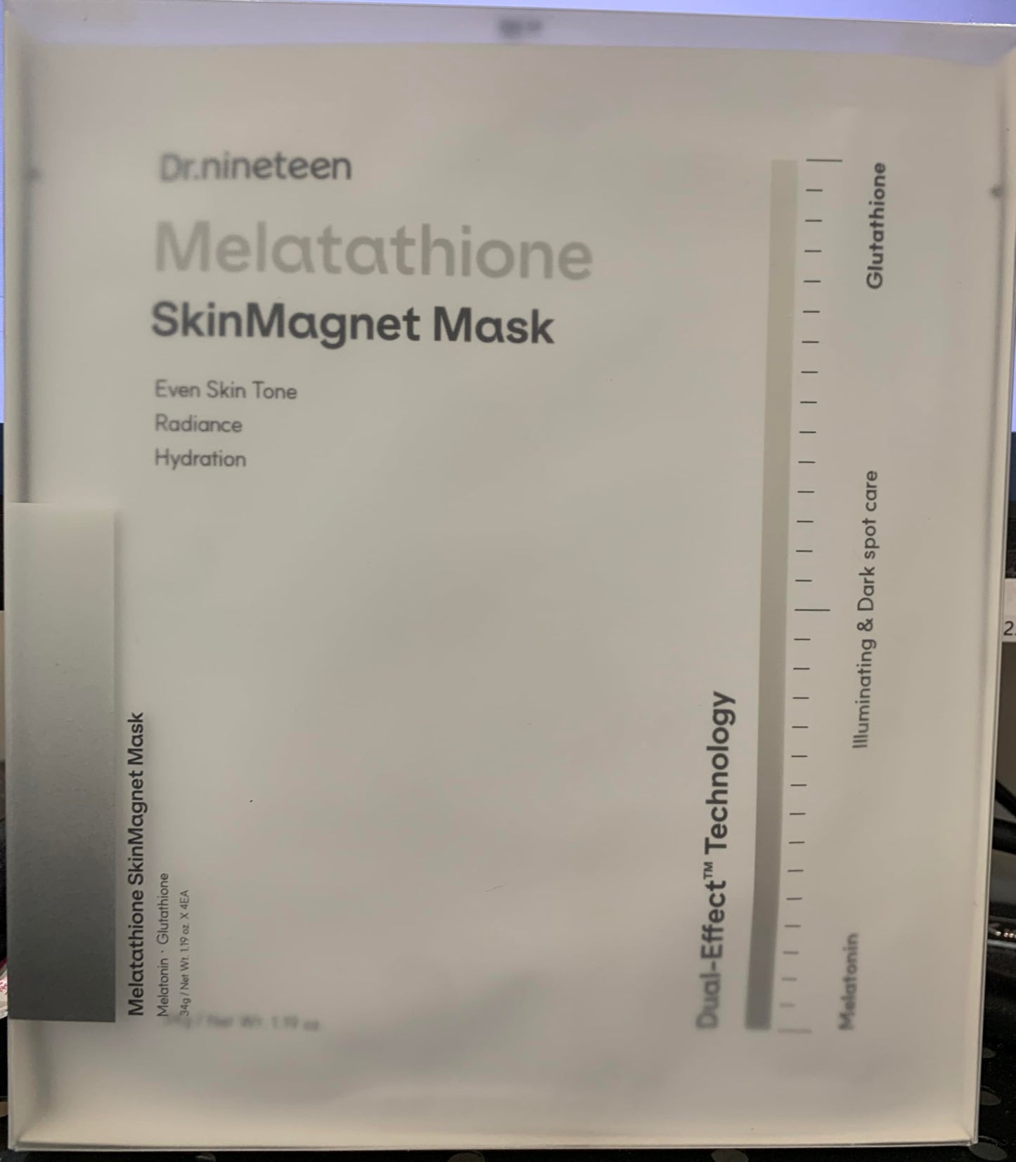 Dr.nineteen Melatathione Skin Magnet Hydrogel Mask | Melatonin + Glutathione + Vitamin Complex | Radiant & Even-Looking Skin Appearance | Korean Hydrogel Face Mask Dr.nineteen