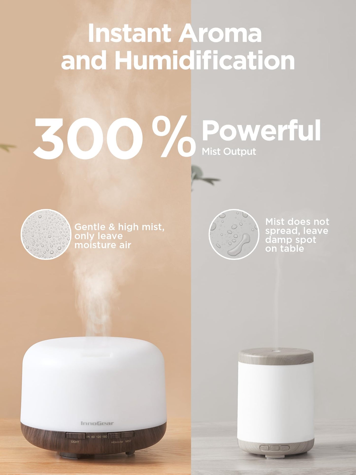 InnoGear 500ml Essential Oil Diffuser with Remote Control, Premium Ultrasonic Aromatherapy InnoGear