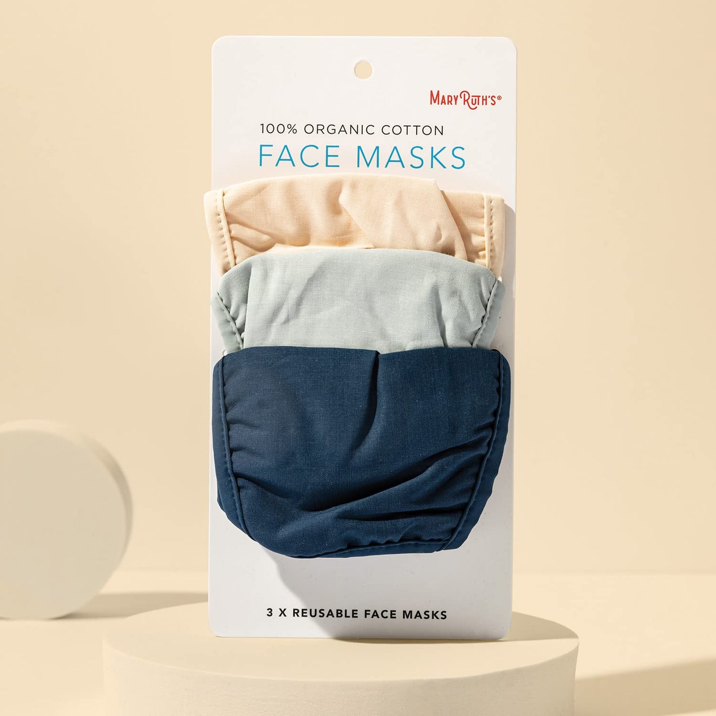 MaryRuth's Face Masks Made with 100% Organic Cotton | Soft and Secure 3-Layer Protection | Breathable Comfortable and Reusable Face Masks | One Size Fits Most | 3 Pack MARYRUTH'S