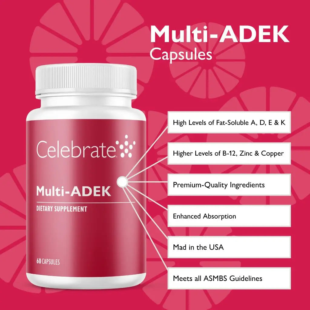Celebrate Vitamins Multi ADEK, Iron Free – Daily Bariatric Multivitamin, High Level of Vitamins A, D, E, K & B12 Celebrate Bariatric Supplements