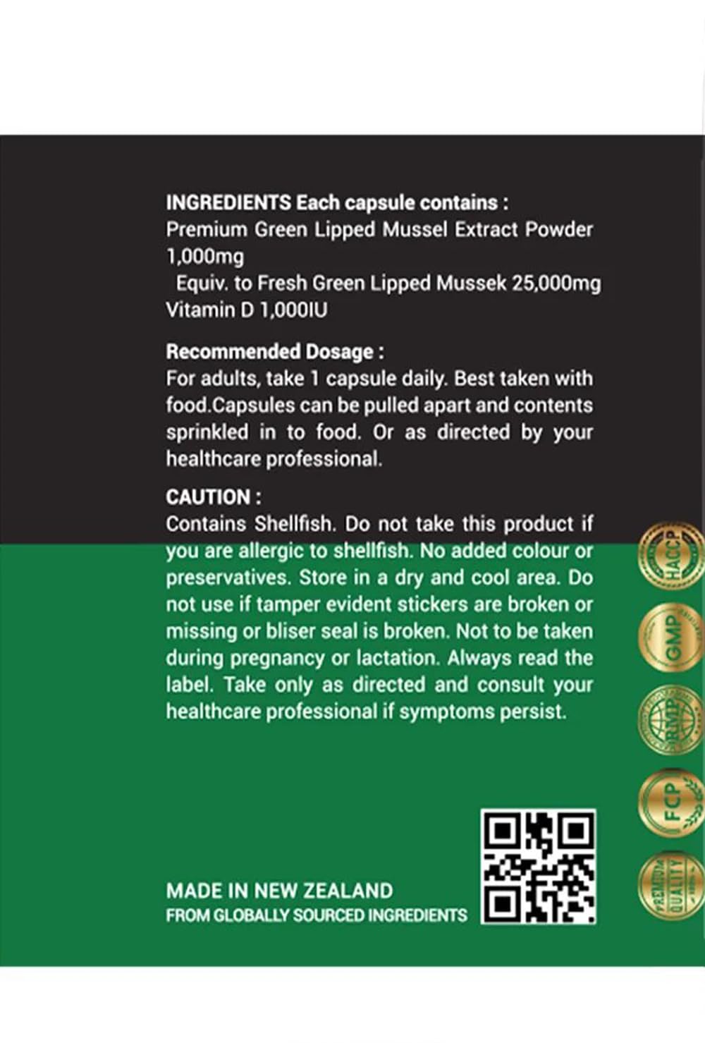 Natural NZ GLM (Green Lipped Mussel) Joint Max 25000 180 Capsuels (1) Natural NZ