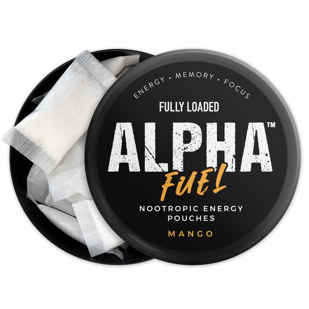 Fully Loaded Alpha Fuel Nootropic Pouches (Mango Fuel) - 5 cans, 15 Pouches per can - Energy Pouches containing Caffeine and nootropic Blend Fully Loaded Bullseye