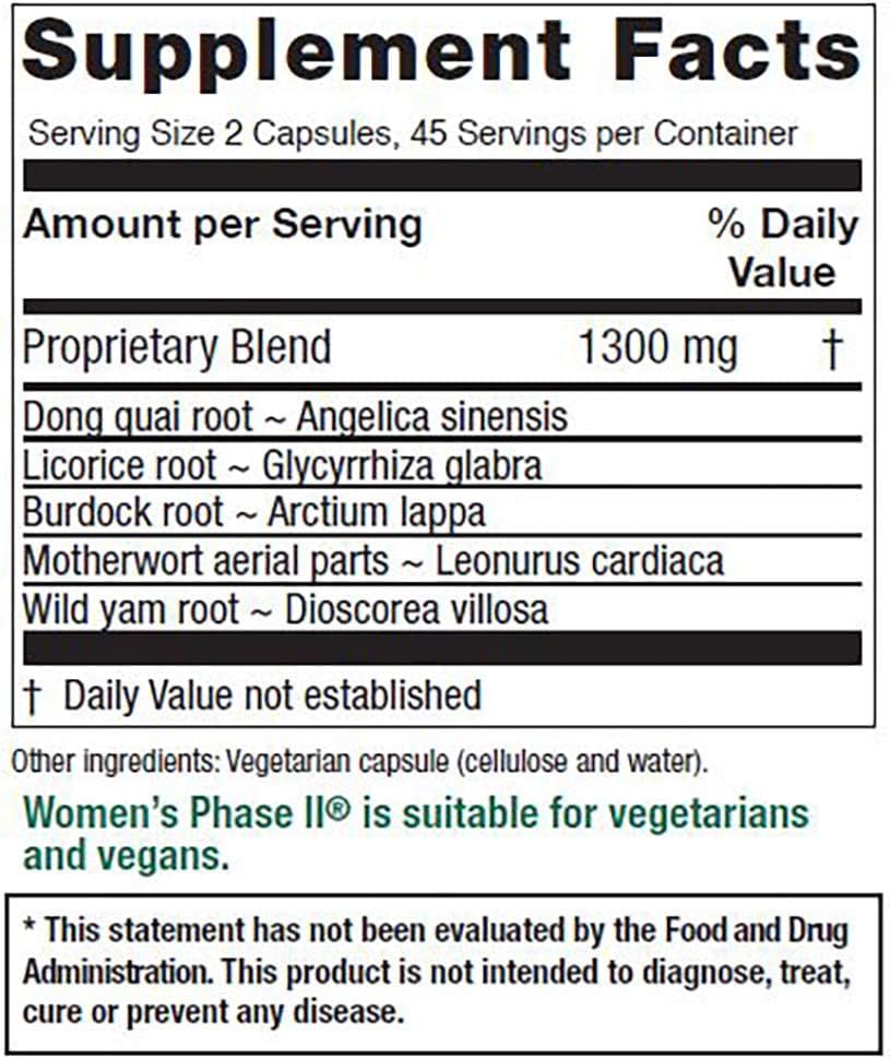 Vitanica Women's Phase II, Menopause Support, Vegan, 90 Capsules Vitanica