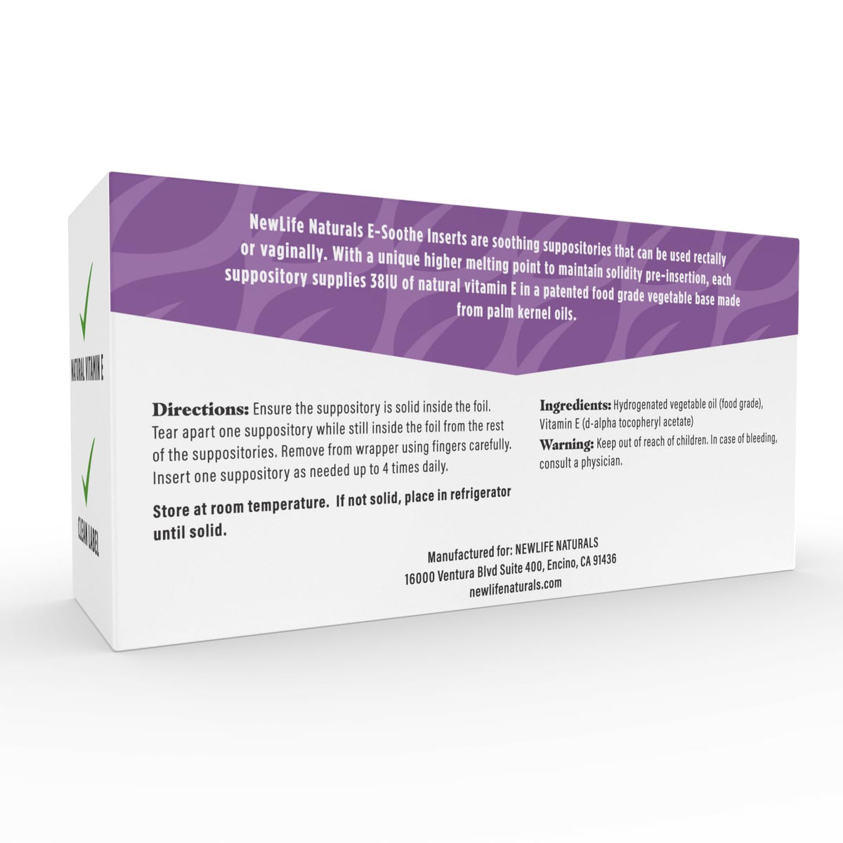 NewLife Naturals Vitamin E Suppositories 38IU - Vaginal Dryness Irritation Menopause Atrophy Relief NewLife Naturals