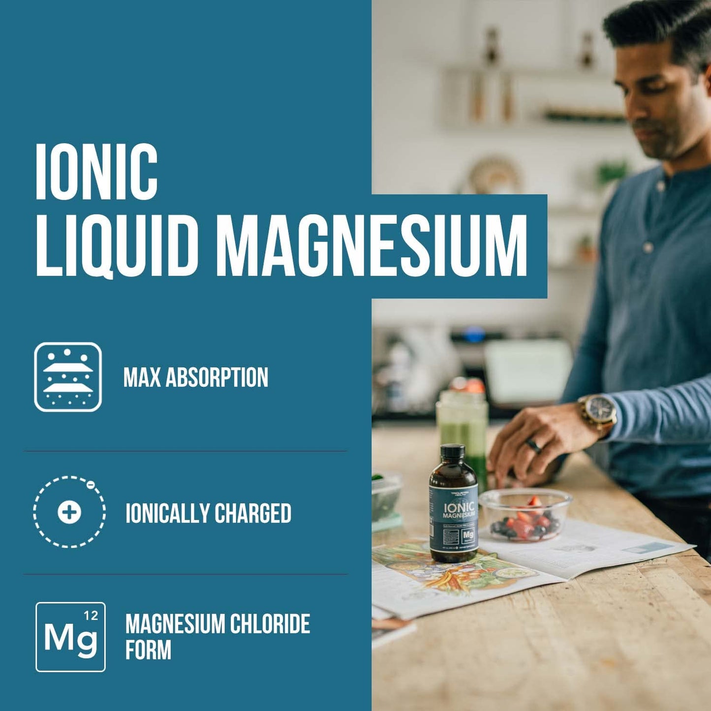 Liquid Magnesium | 8 oz - Ionic Magnesium Chloride, Highest & Fastest Absorption - Calm Mood, Sleep, Muscle Cramps & Spasms, Natural Laxative – Vegan, Glass Bottle (96 Servings) Triquetra Health