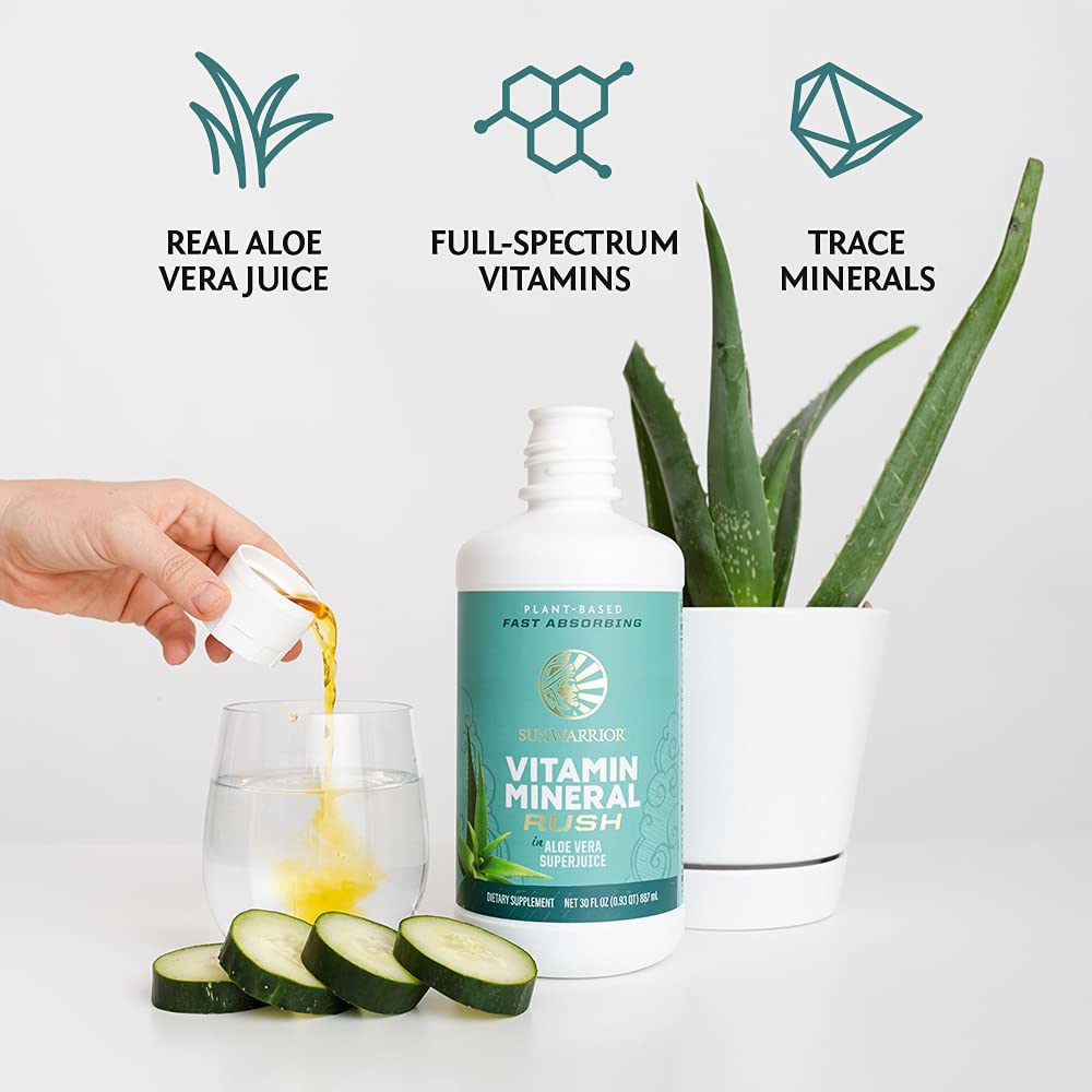 Sunwarrior Liquid Multivitamin Supplements & Minerals Vegan Plant-Based with Aloe Vera for Men and Women | Energy & Immune Support Gluten Sugar Dairy Free | 30 Fl Oz Sunwarrior