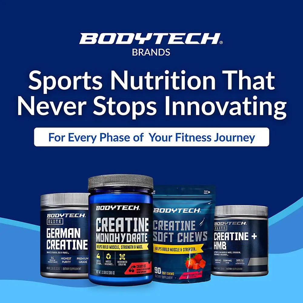 BodyTech 100% Pure Creatine Monohydrate Powder - Micronized for Maximum Absorption - Supports Muscle Strength & Power Output BodyTech