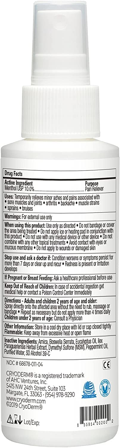 CryoDerm 4 oz Spray Cold Therapy (2 Pack) CryoDerm