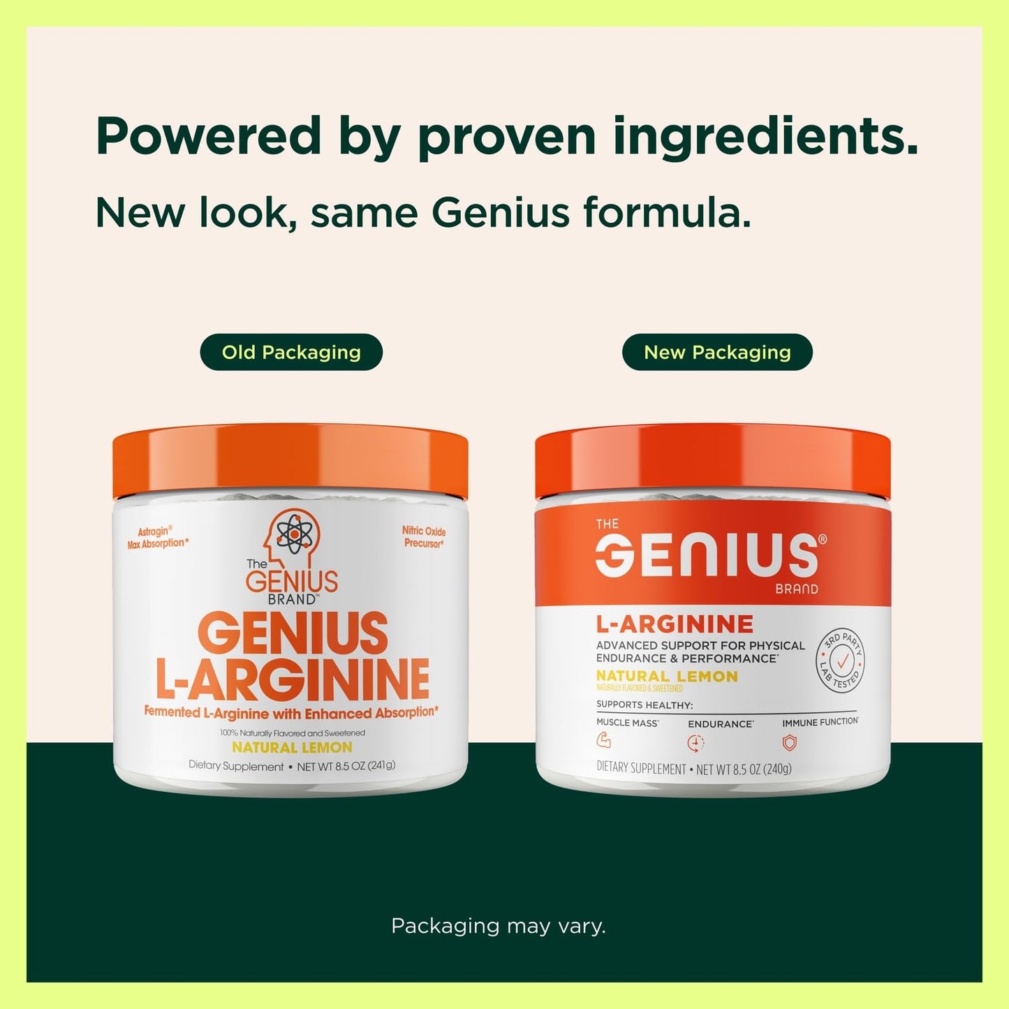 Genius L-Arginine Nitric Oxide Powder - Fermented L- Arginine Nutritional Supplements & Nitric Oxide Booster - Pre Workout, Natural Muscle Builder - 30 Servings, Lemon The Genius Brand