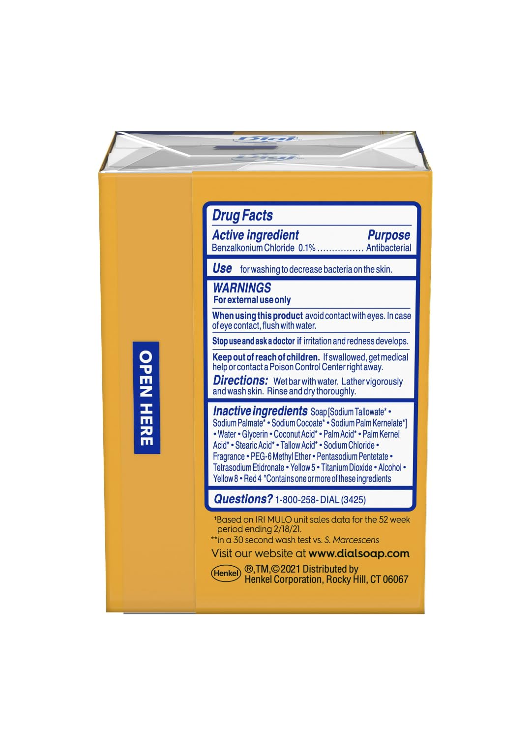 Dial Gold Antibacterial Deodorant Soap, 2 Pack, Total Net Wt 6.4 oz Dial