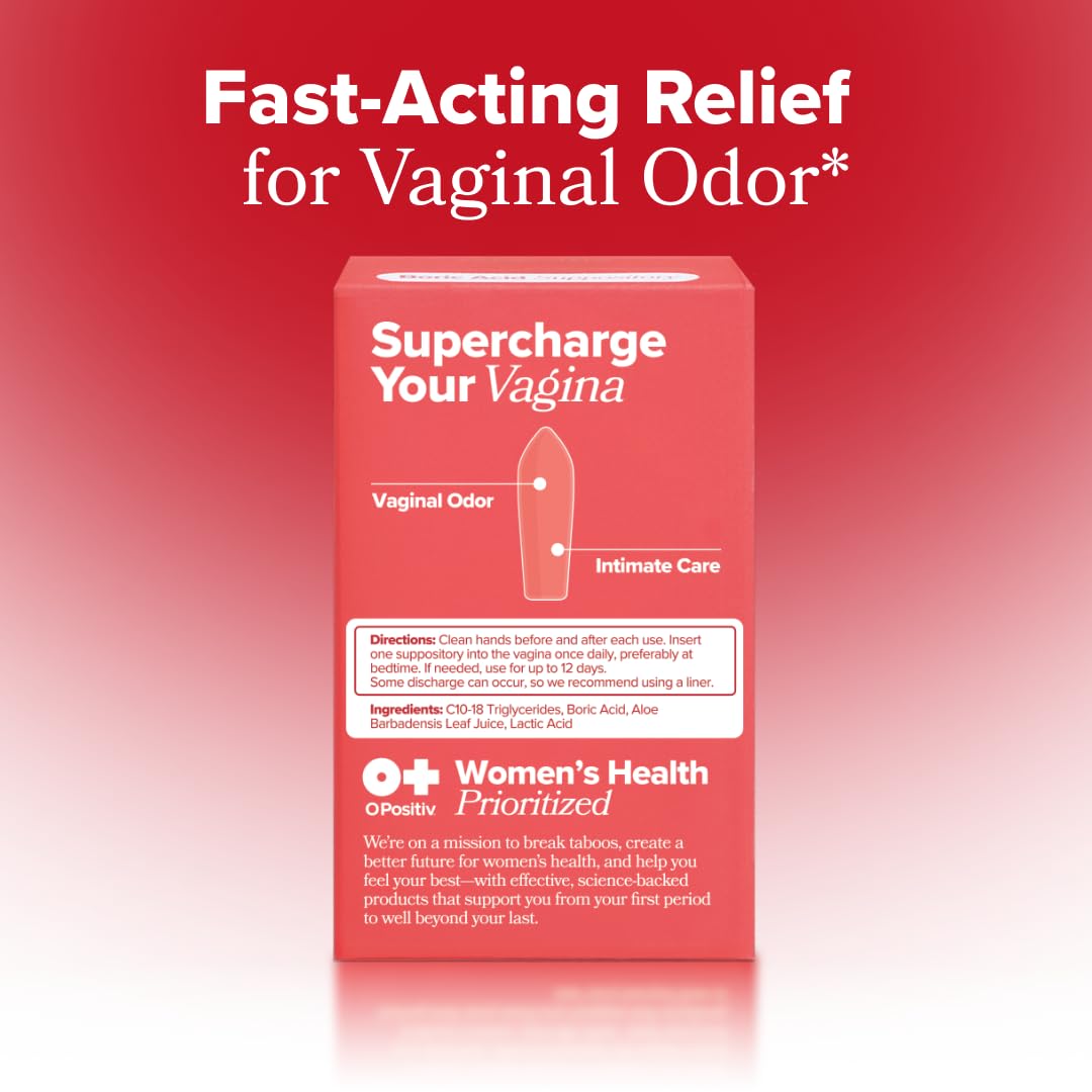 O Positiv URO Boric Acid Vaginal Suppository – with Lactic Acid, and Aloe for Fast Relief and Vaginal Odor Control – Vegan, Free from Parabens, Dyes, and Fragrances – 12 Count (Pack of 1) O Positiv