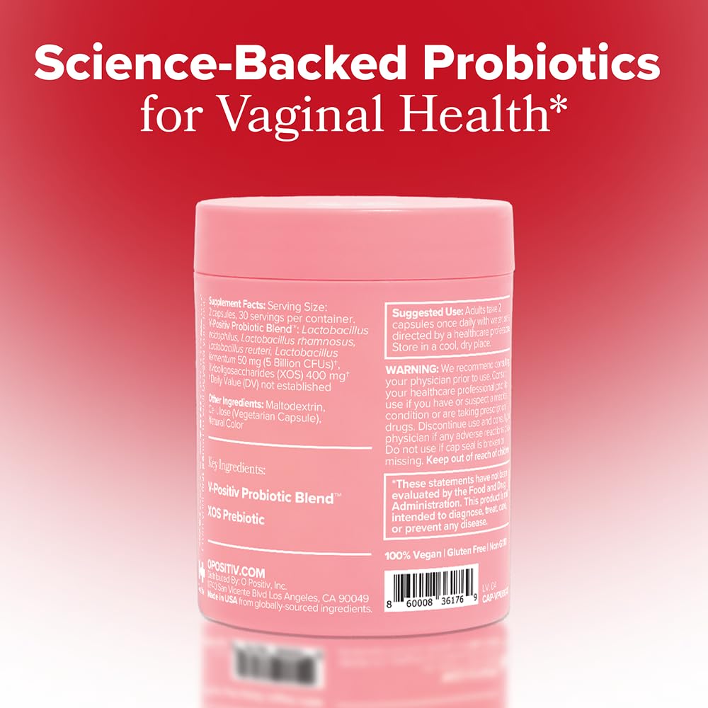 O Positiv URO Vaginal Probiotics for Women pH Balance with Prebiotics & Lactobacillus – Vaginal Health Supplement – Promote Healthy Vaginal Odor & Flora, 60 Count (Pack of 1), 1 Month Supply O Positiv