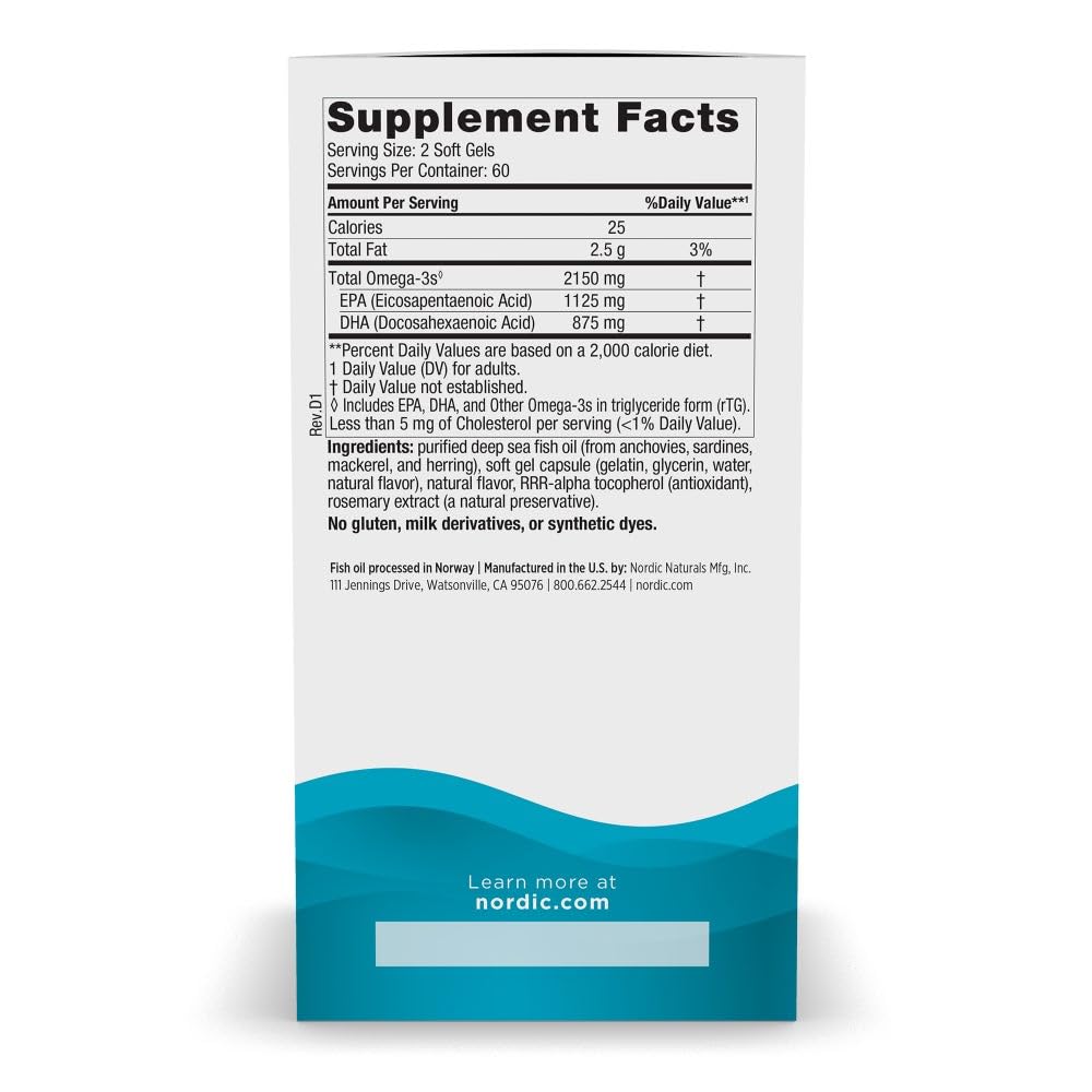 Nordic Naturals Ultimate Omega 2X, Lemon Flavor - 120 Soft Gels - 2150 mg Omega-3 - High-Potency Fish Oil with EPA & DHA - Promotes Brain & Heart Health Nordic Naturals