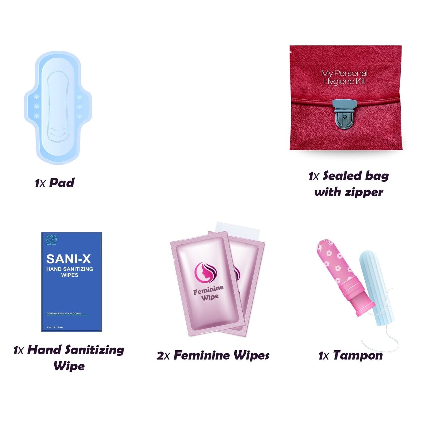 Menstrual Kit All-in-One | Convenience on The Go | Single Period Kit Pack for Travelling, Tweens pH Advantage