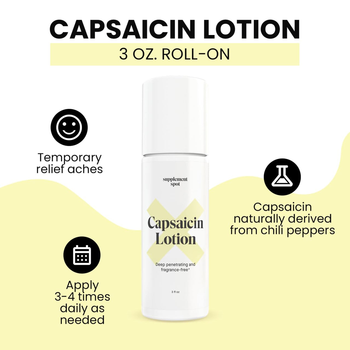 Supplement Spot Capsaicin Roll-On Cream 0.075% - Glucosamine Chondroitin MSM Gel with Bromelain – Joint & Muscle Care Bundle Supplement Spot