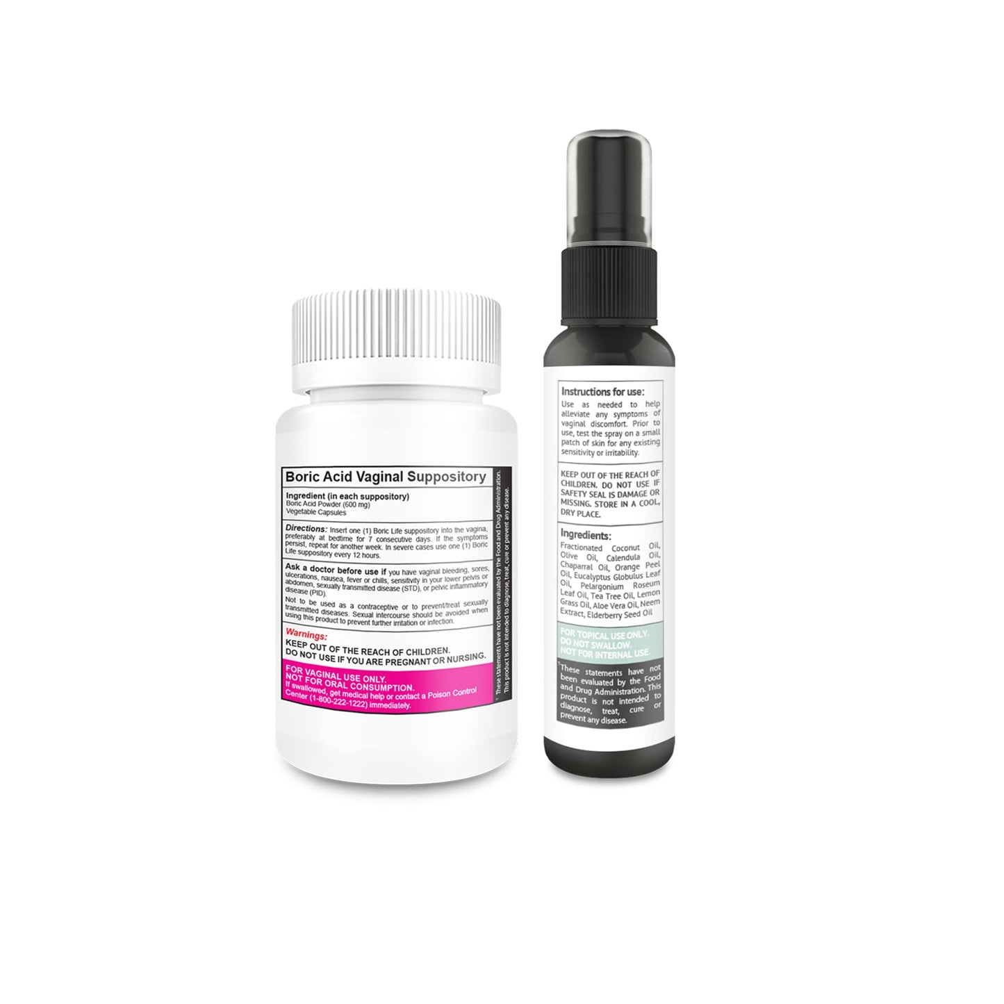 NutraBlast Boric Acid Vaginal Suppositories 600mg (30 Count) w/Intimist Essential Oils Blend Spray (2 fl oz) NutraBlast