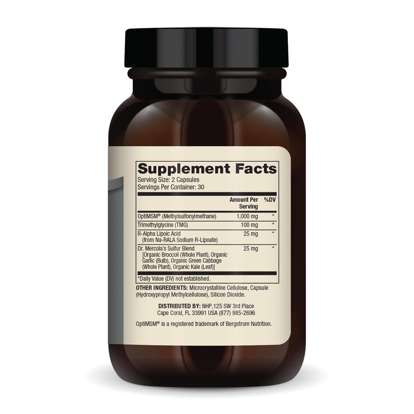 Dr. Mercola MSM Sulfur Complex - Joint Support & Cellular Health - OptiMSM - R-Alpha Lipoic Acid - TMG - Organic Sulfur Blend - 60 Capsules (30 Servings) Dr. Mercola