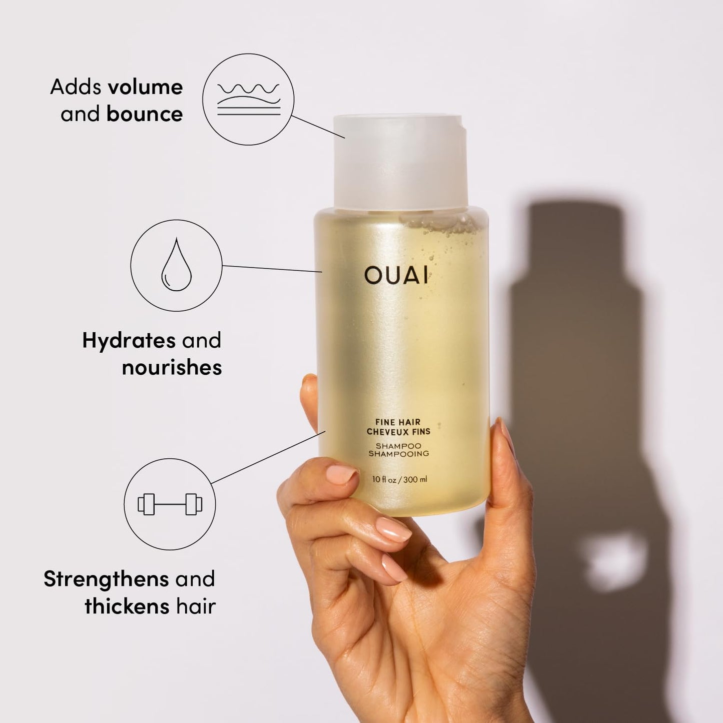 OUAI Fine Shampoo and Conditioner Set - Sulfate Free Shampoo and Conditioner for Women & Men - Made with Keratin, Marshmallow Root, Shea Butter & Avocado Oil - Free of Parabens & Phthalates (10 Fl Oz) OUAI