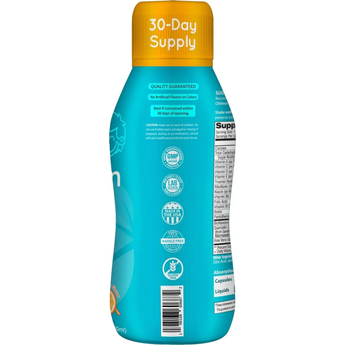 Sugar Free Liquid Multivitamin for Kids - High Absorption Kids Liquid Multivitamin with Vitamins A C D E & B Complex Plus Quercetin Immune Support Complex Clear Formulas