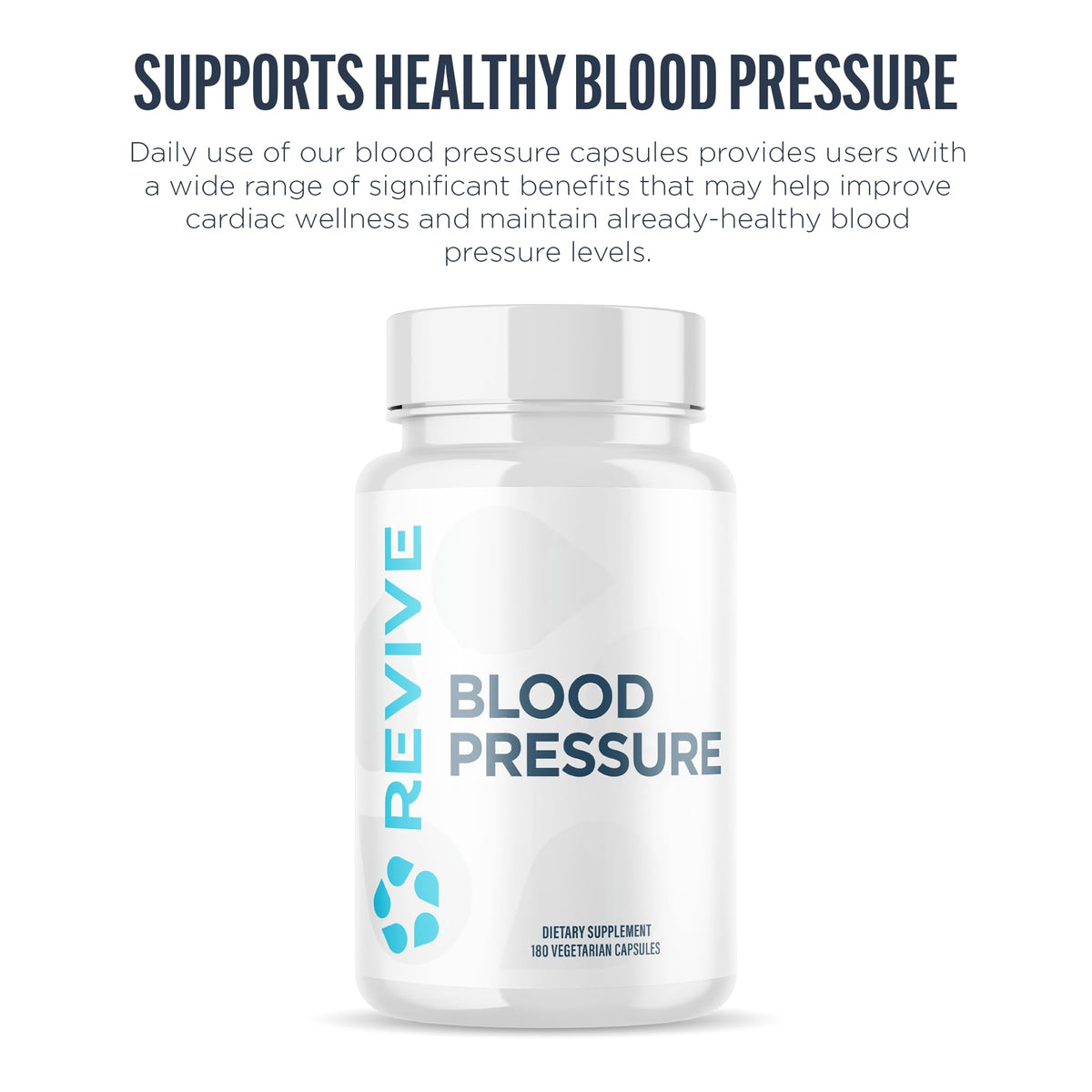 Revive MD Blood Pressure Support Supplement - Supports Heart and Circulatory Health, Energy & Daily Wellness - Magnesium, Potassium, Folic Acid & Garlic Formula (180 Vegetarian Capsules, 60 Servings) Revive