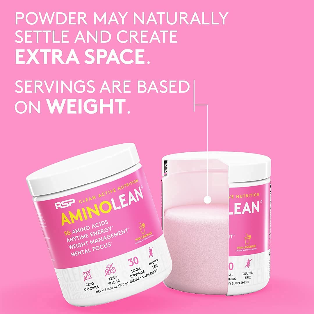 RSP NUTRITION AminoLean Pre Workout Powder, Amino Energy & Weight Management with Vegan BCAA Amino Acids, Natural Caffeine, Preworkout Boost for Men & Women, 30 Serv, Pink Lemonade… RSP NUTRITION