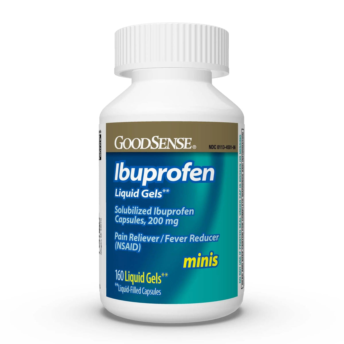 GoodSense Ibuprofen Mini Liquid-Gels, 200 mg, Liquid-Filled Capsules, Pain Reliever and Fever Reducer, 160 Count GoodSense