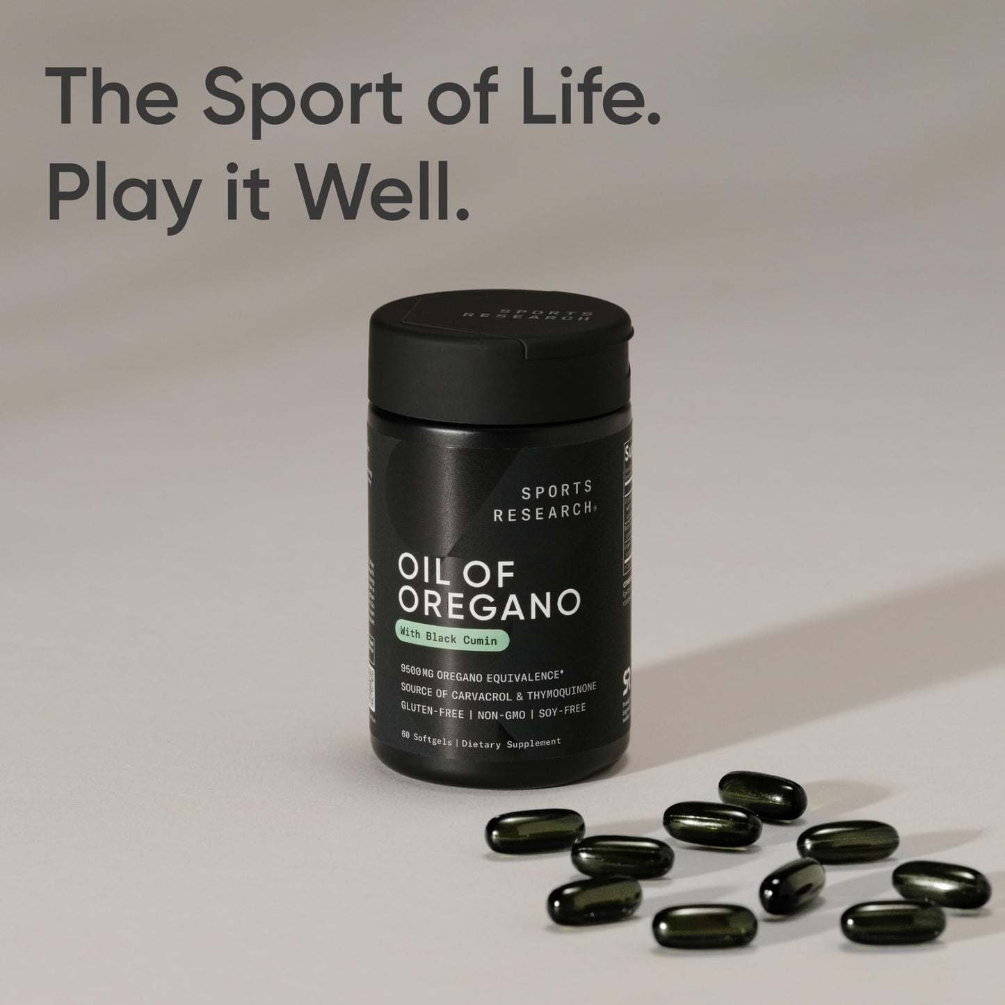 Sports Research® Oil of Oregano 9500mg w/Black Seed Oil & Coconut MCT Oil - Antioxidant Combination Supplement Rich in Thymoquinone & Carvacrol - Gluten Free · Non-GMO - 60 Softgels Sports Research