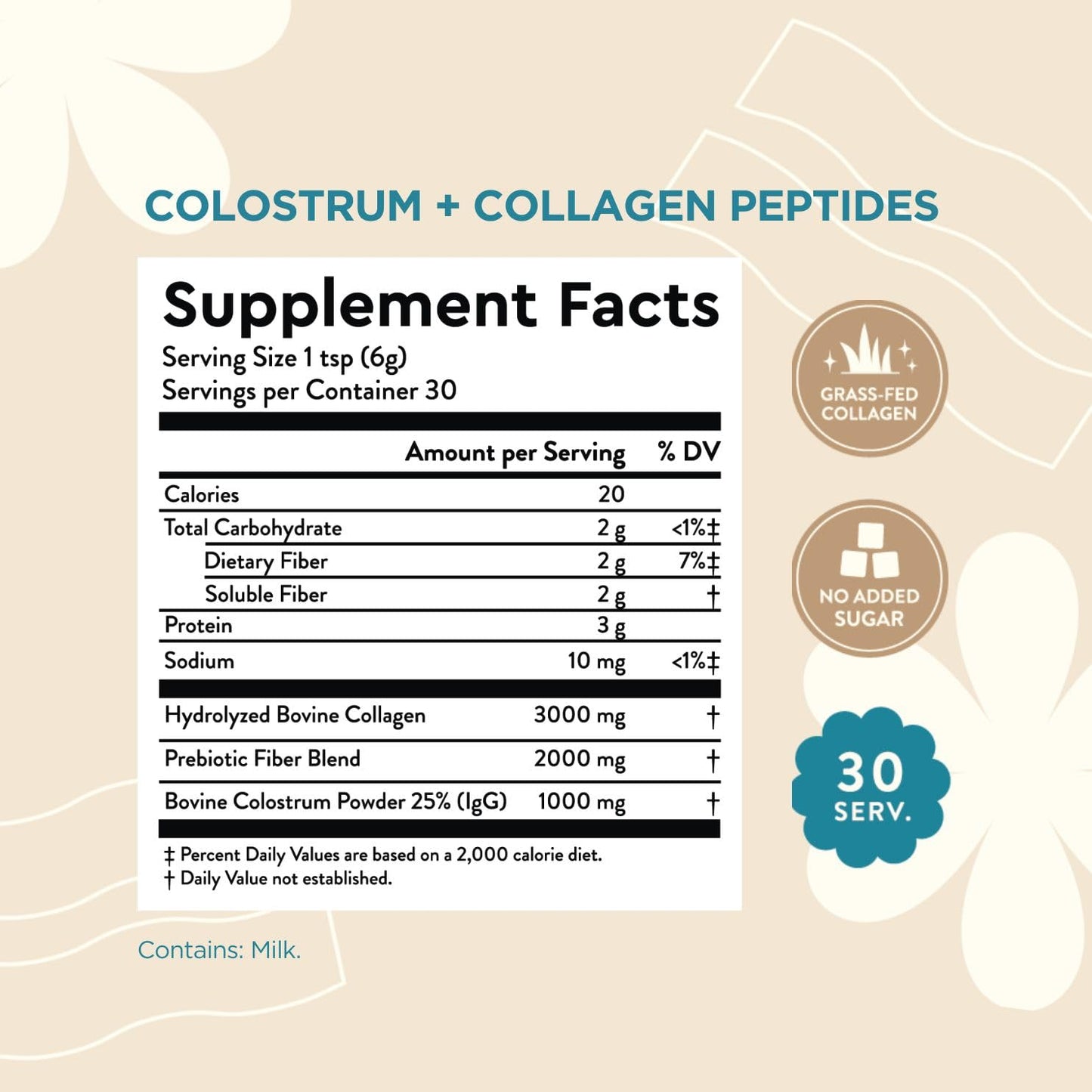 360 Nutrition Blends with Benefits Bovine Colostrum + Collagen Peptides Powder for Gut Health, Hair & Skin Beauty, Immune Support | Grass-Fed, No Added Sugar, Unflavored 6 oz 360 Nutrition