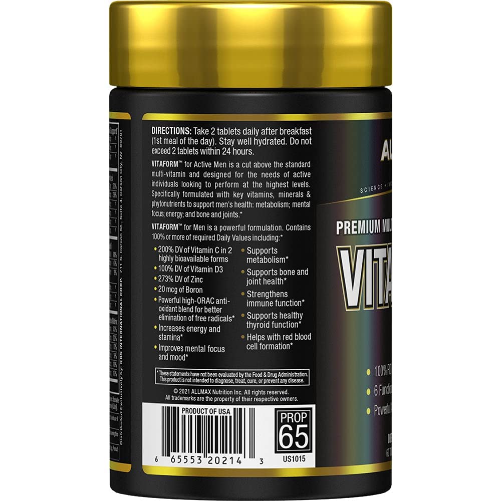 ALLMAX Nutrition Premium Vitaform, Performance Vitamin for Men, 60 Tablets ALLMAX